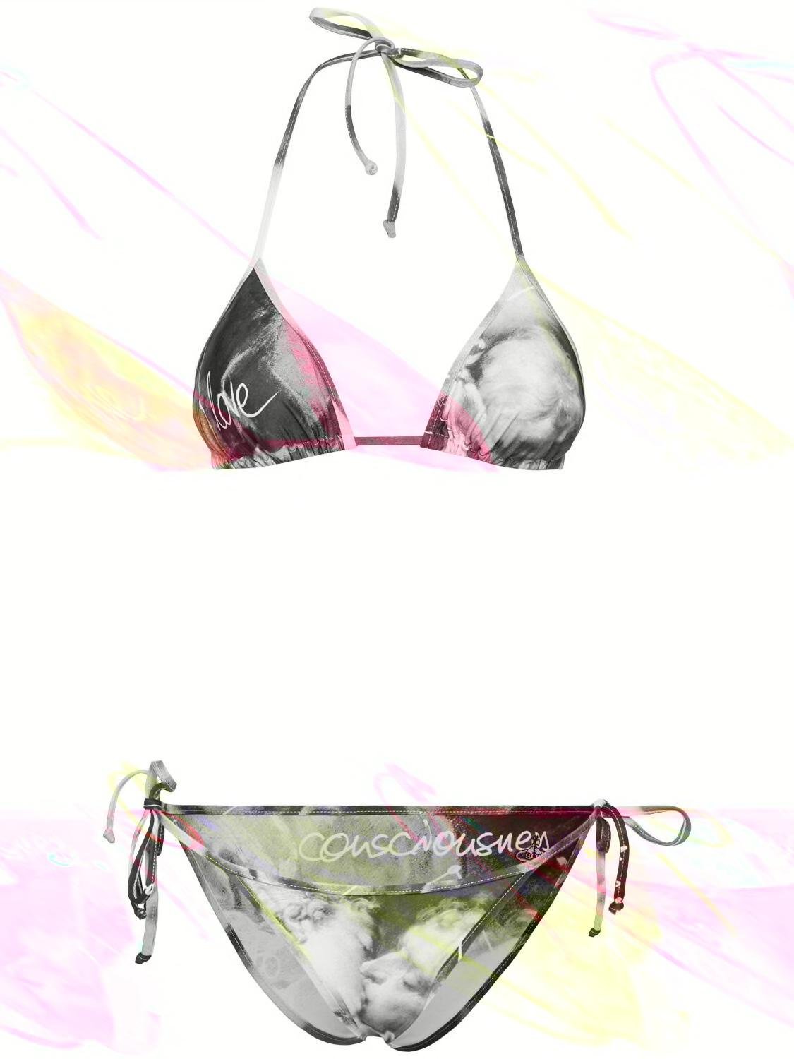The Kiss Printed Triangle Bikini Set by VIVIENNE WESTWOOD