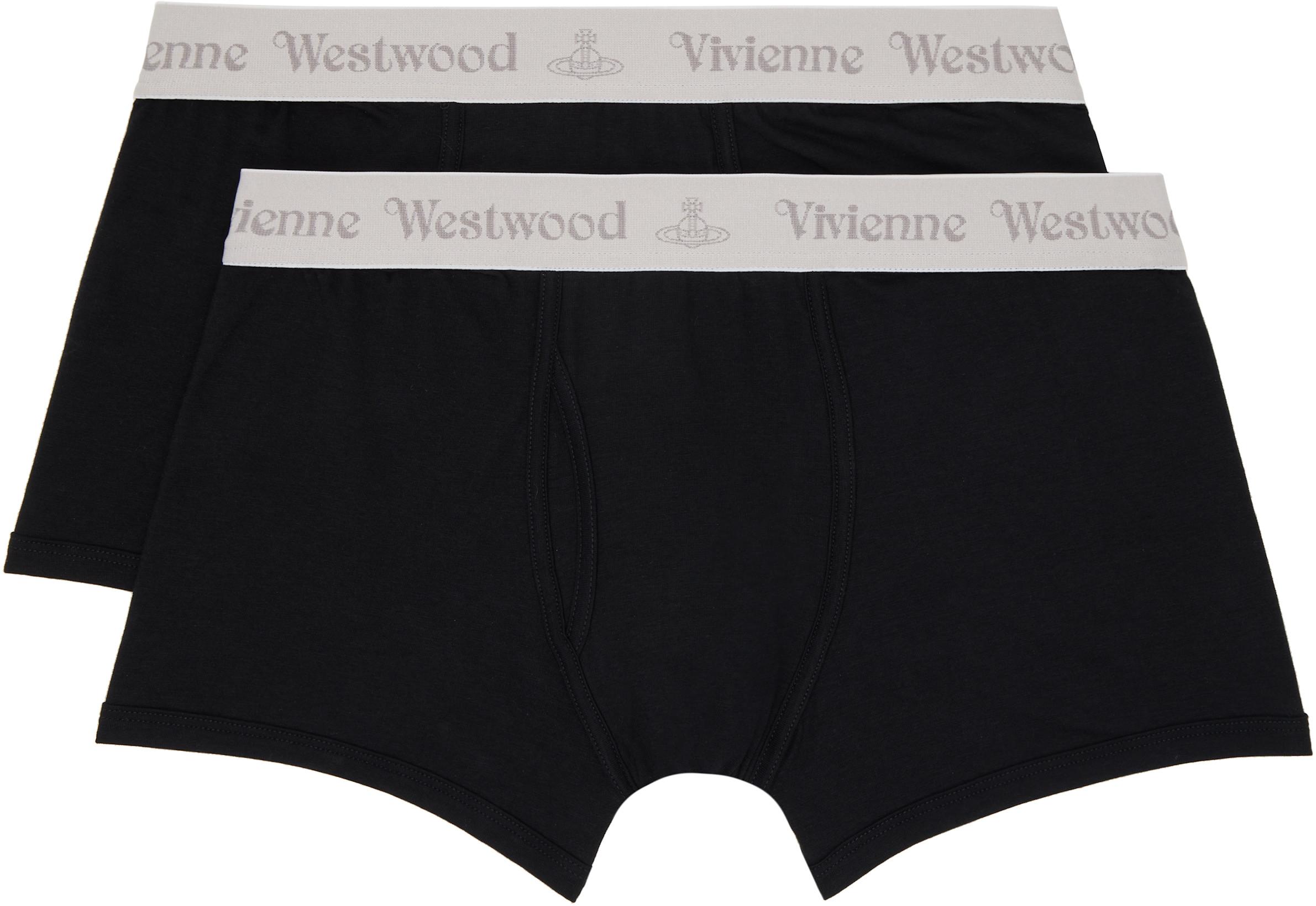 Two-Pack Black Cotton Boxer Briefs by VIVIENNE WESTWOOD
