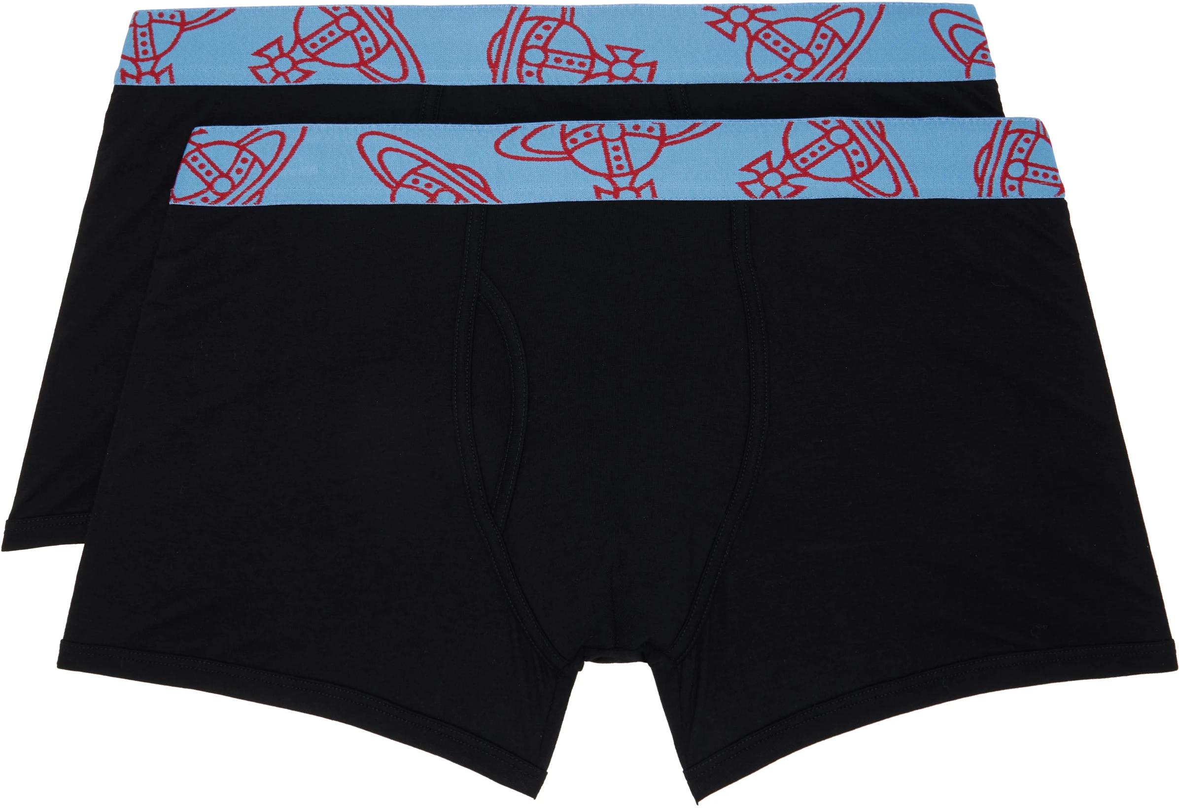 Two-Pack Black Cotton Boxer Briefs by VIVIENNE WESTWOOD