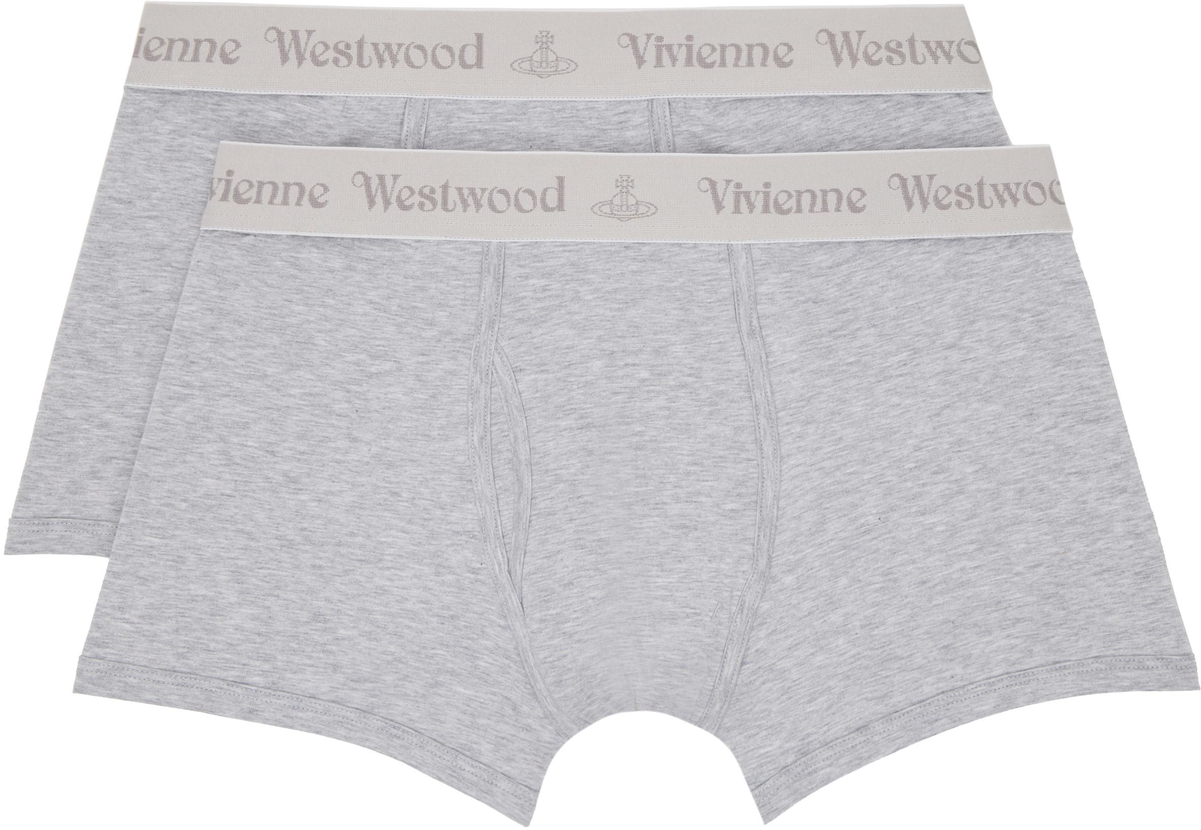 Two-Pack Gray Cotton Boxer Briefs by VIVIENNE WESTWOOD