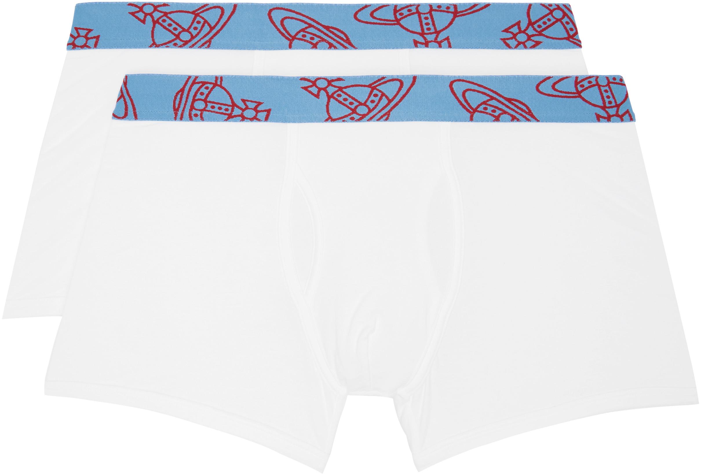 Two-Pack White Cotton Boxer Briefs by VIVIENNE WESTWOOD