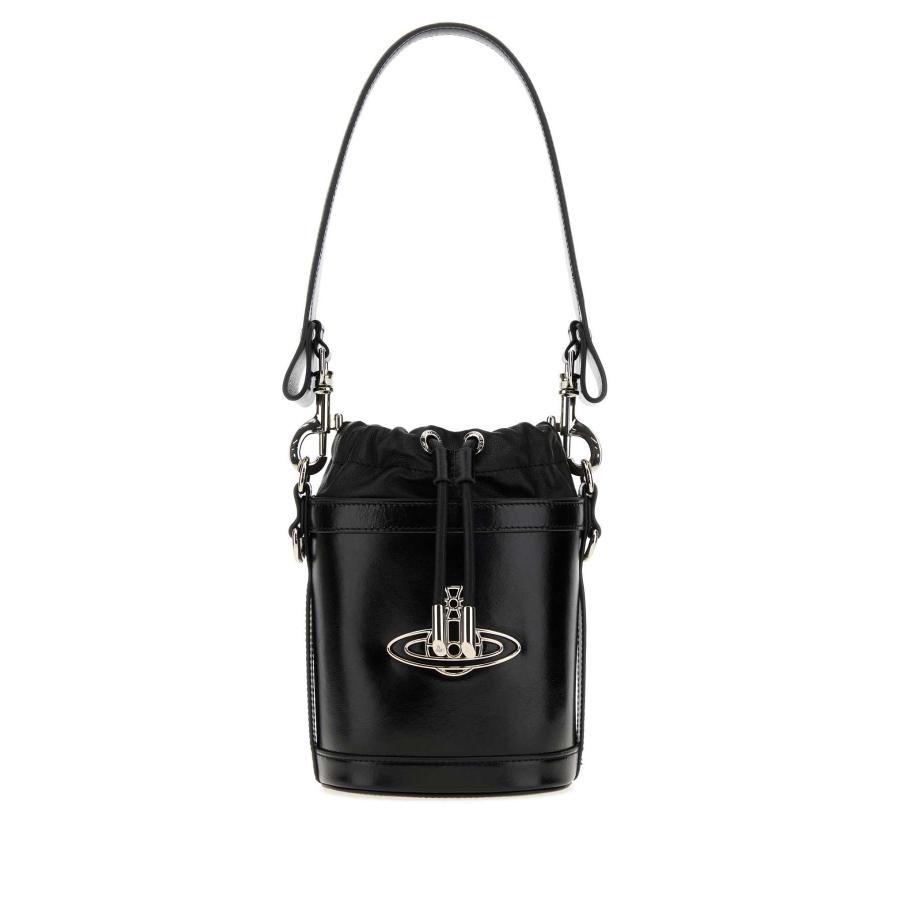 Vivienne Westwood Black Nappa Leather Small Kitty Bucket Bag by VIVIENNE WESTWOOD