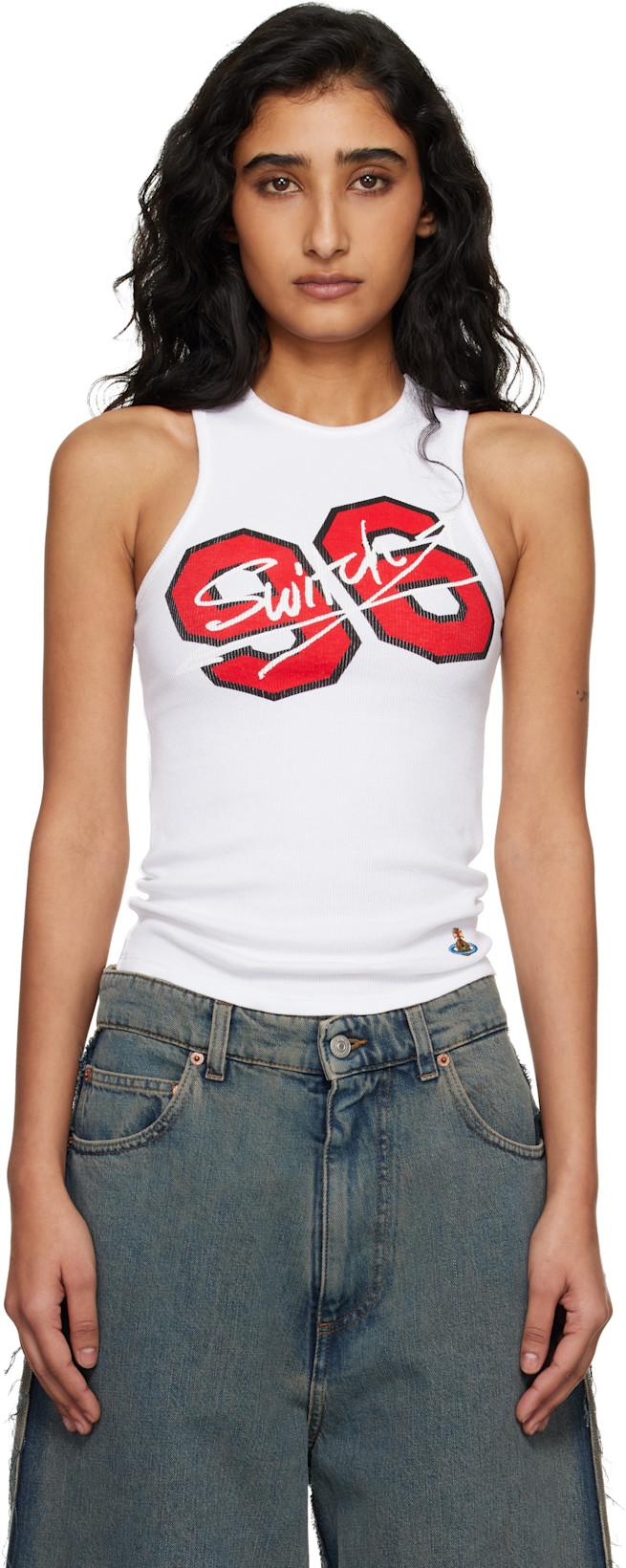 White '96 Switch' 90s Tank Top by VIVIENNE WESTWOOD