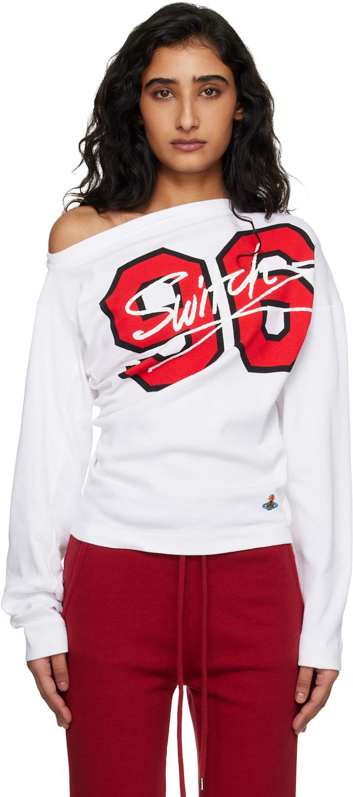 White '96 Switch' Long Sleeve Hebo T-shirt by VIVIENNE WESTWOOD