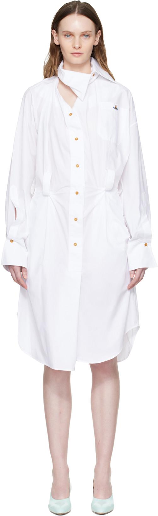 White Drunken Shirt Midi Dress by VIVIENNE WESTWOOD