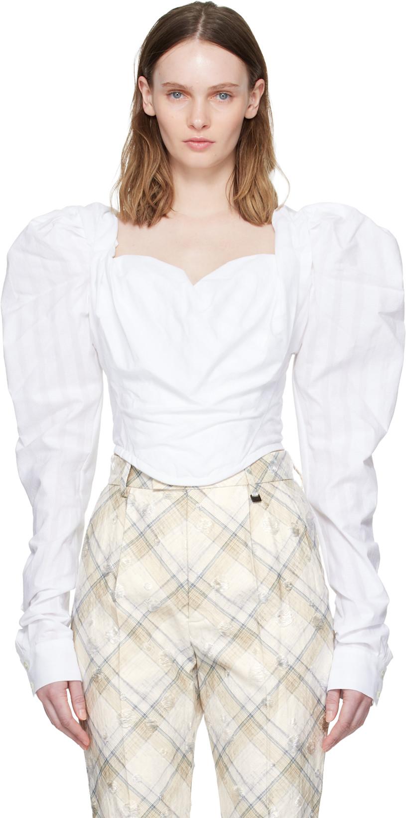White LS Sunday Corset Blouse by VIVIENNE WESTWOOD