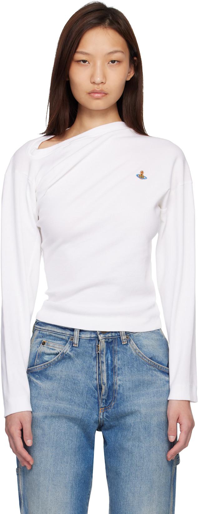 White Long Sleeve Hebo Top by VIVIENNE WESTWOOD