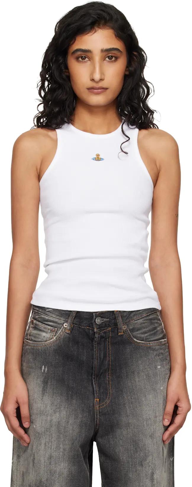 White Rib Jersey 90s Tank Top by VIVIENNE WESTWOOD