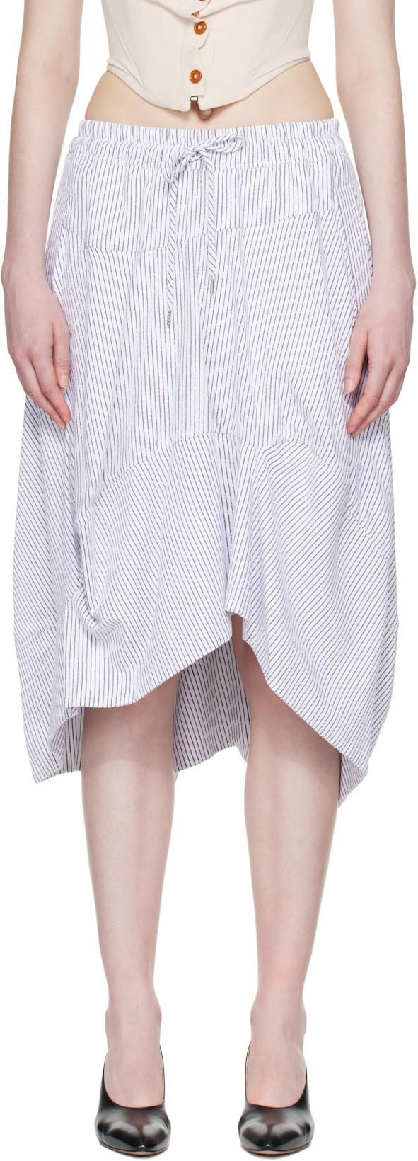 White & Blue Aerodrome Midi Skirt by VIVIENNE WESTWOOD
