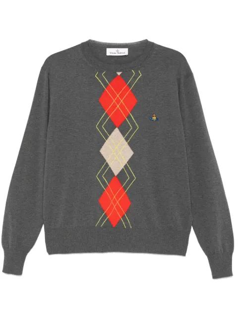 argyle-pattern round-neck sweater by VIVIENNE WESTWOOD