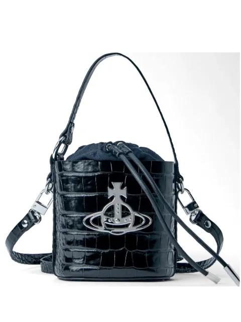 croc-embossed drawstring bucket bag by VIVIENNE WESTWOOD