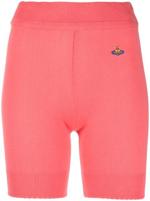 embroidered-logo ribbed-knit shorts by VIVIENNE WESTWOOD