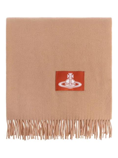 fringed-edge logo-patch scarf by VIVIENNE WESTWOOD