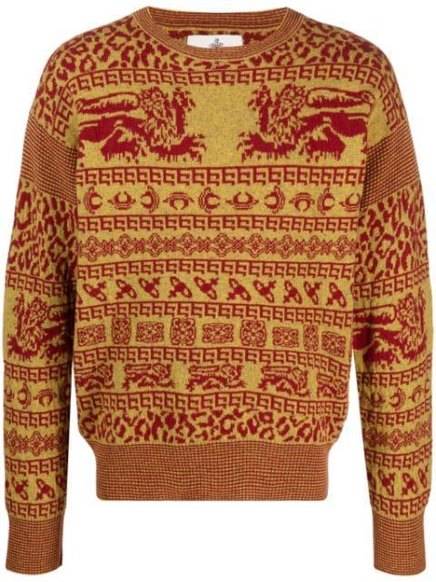 intarsia-knit crew-neck jumper by VIVIENNE WESTWOOD
