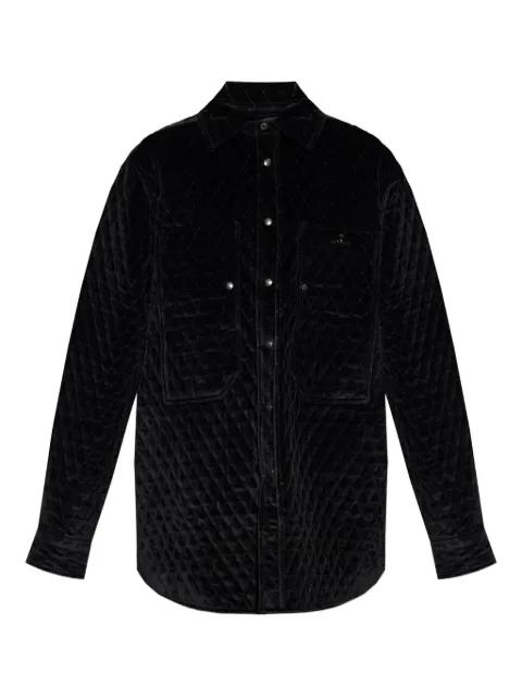 logo-appliqué quilted velvet jacket by VIVIENNE WESTWOOD