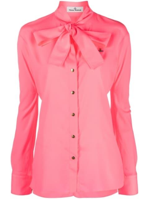 logo-embroidered tie-fastening shirt by VIVIENNE WESTWOOD