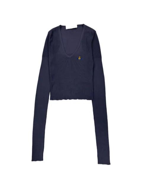 logo embroidery V-neck sweater by VIVIENNE WESTWOOD