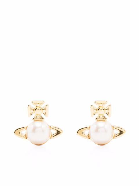 logo faux-pearl earrings by VIVIENNE WESTWOOD