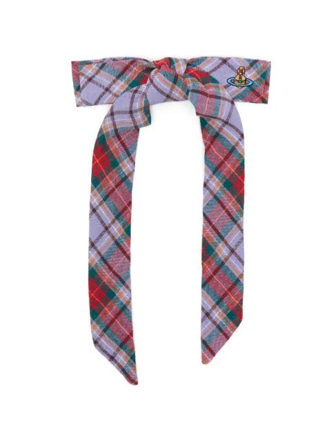 tartan-pattern orb-detail hair clip by VIVIENNE WESTWOOD