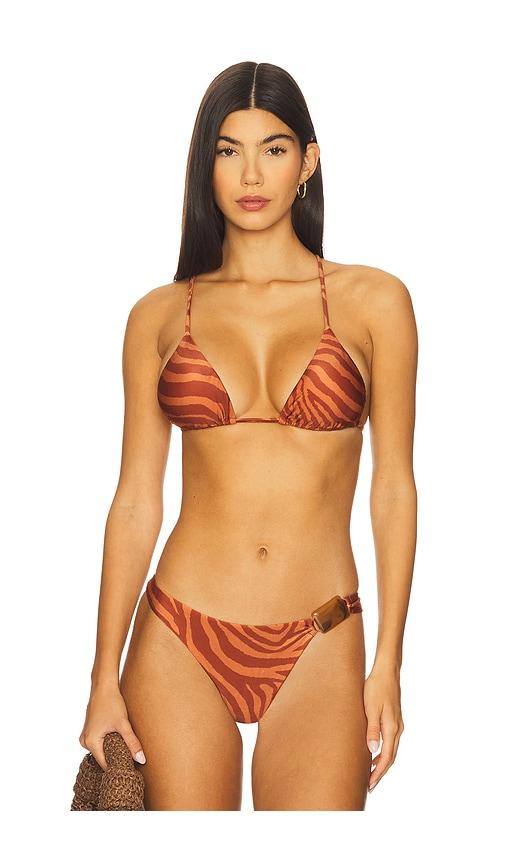 Vix Swimwear Misty T Back Triangle Bikini Top in Brown by VIX SWIMWEAR