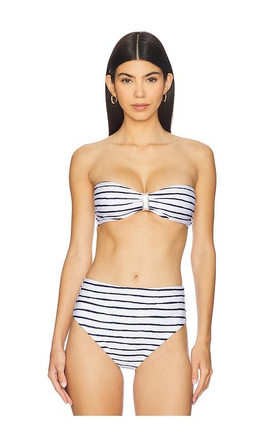 Vix Swimwear Sunny Bandeau Bikini Top in White,Navy by VIX SWIMWEAR