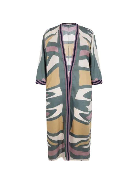 Cardy abstract-print linen kaftan by VOLANTIS