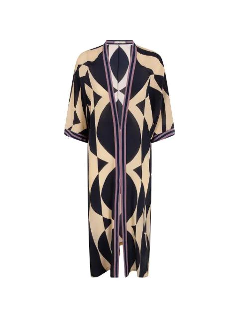 Cardy geometric-print silk kaftan by VOLANTIS