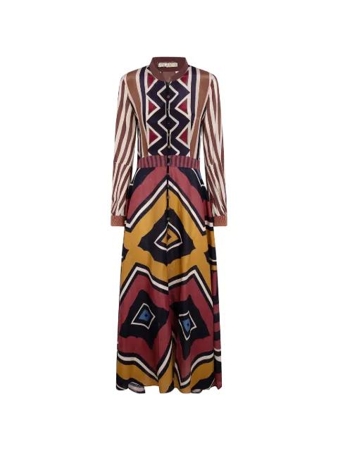 Leopard geometric-print silk jumpsuit by VOLANTIS