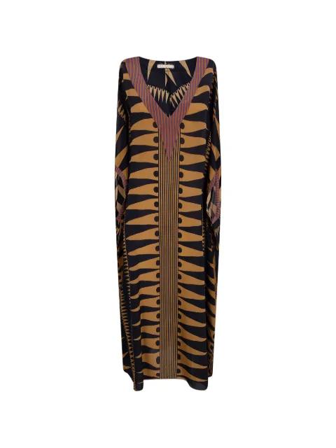 Roller graphic-print silk kaftan by VOLANTIS