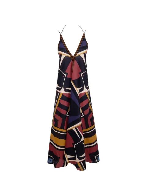 sunset geometric-print halterneck maxi dress by VOLANTIS