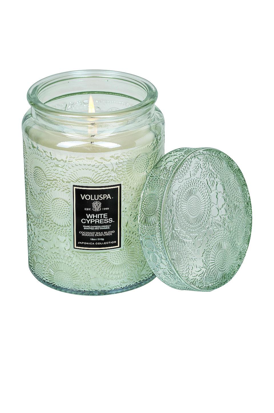 Voluspa White Cypress Large Jar Candle in Mint by VOLUSPA