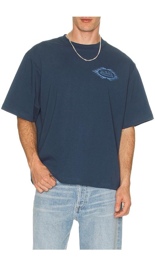 Von Dutch Chest Logo Boxy Crop Tee in Blue by VON DUTCH