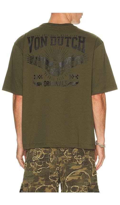 Von Dutch Originals Eagle Boxy Crop Tee in Olive by VON DUTCH