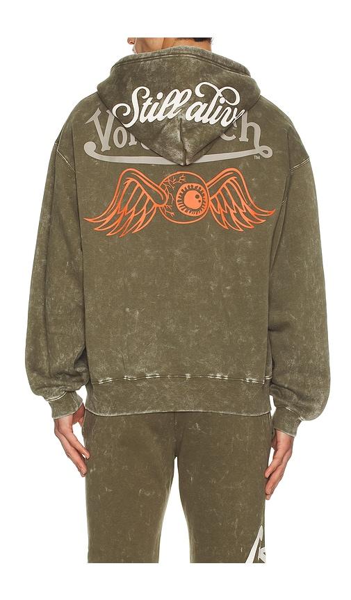 Von Dutch Oversized Zip Hoodie in Green by VON DUTCH