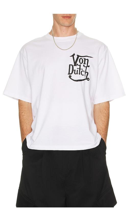 Von Dutch Short Sleeve Boxy Crop Tee in White by VON DUTCH