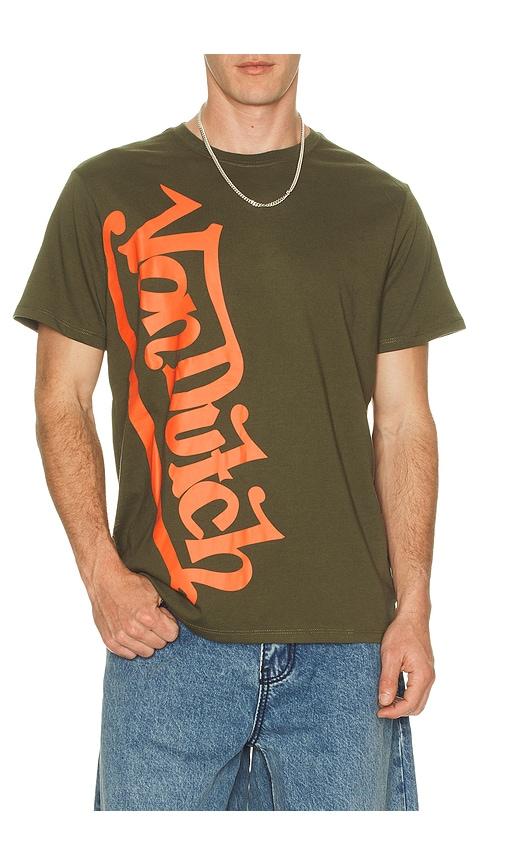 Von Dutch Vertical Logo Tee in Olive by VON DUTCH