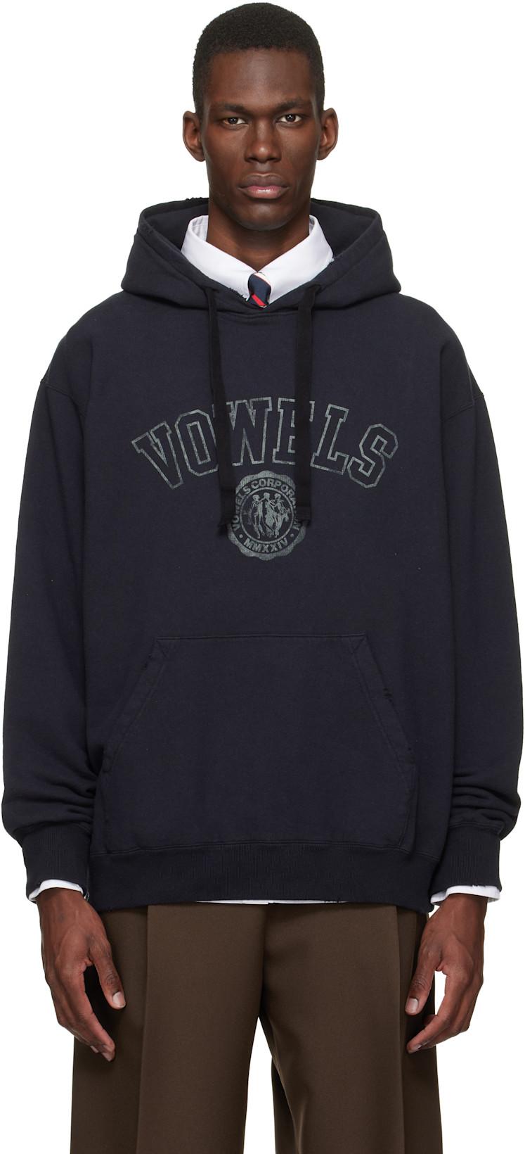 Black Faded Collegiate Hoodie by VOWELS