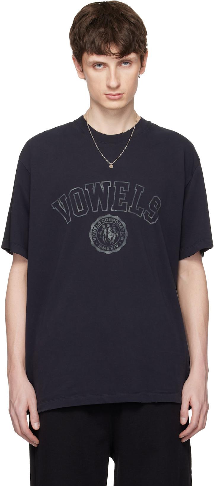 Black Faded Collegiate T-shirt by VOWELS