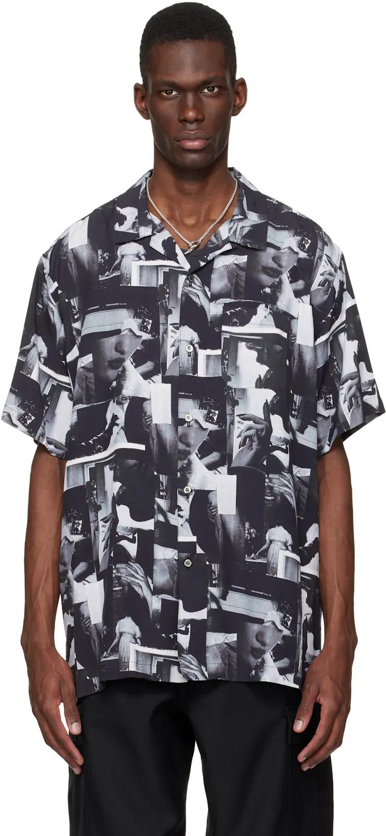 Black Printed Still Shirt by VOWELS