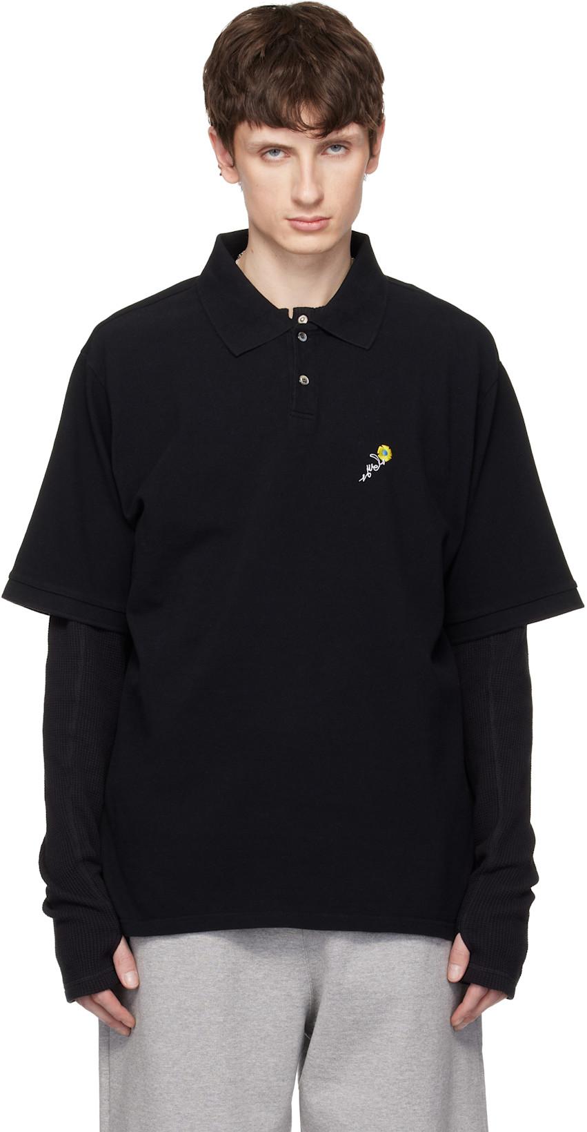 Black S/S Pique Polo by VOWELS