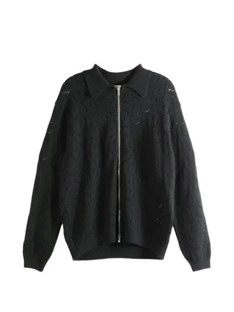Eyelet heart-motif pointelle-knit jacket by VOWELS