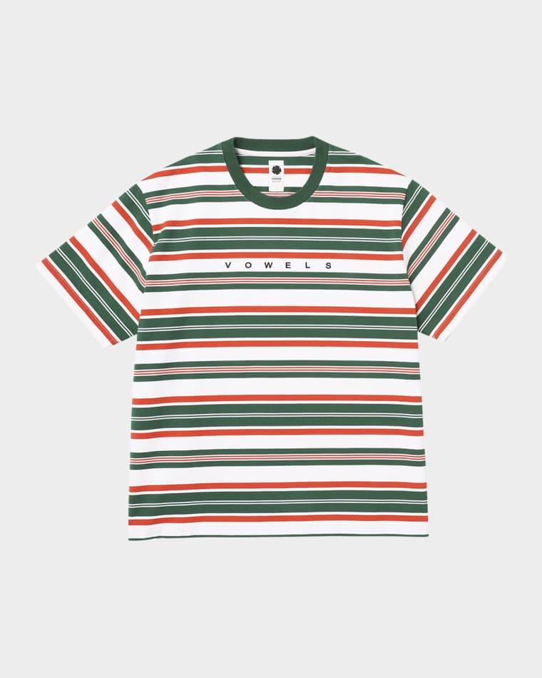 Men's Cotton Multi-Stripe Logo T-Shirt by VOWELS