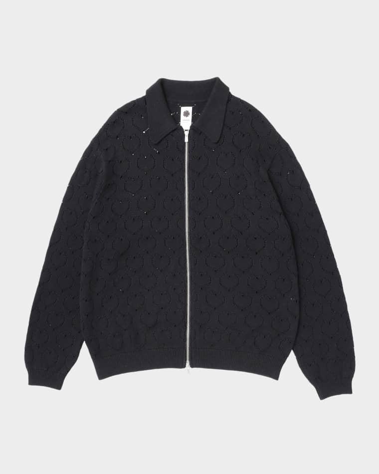 Men's Eyelet Knit Zip-Up Blouson by VOWELS
