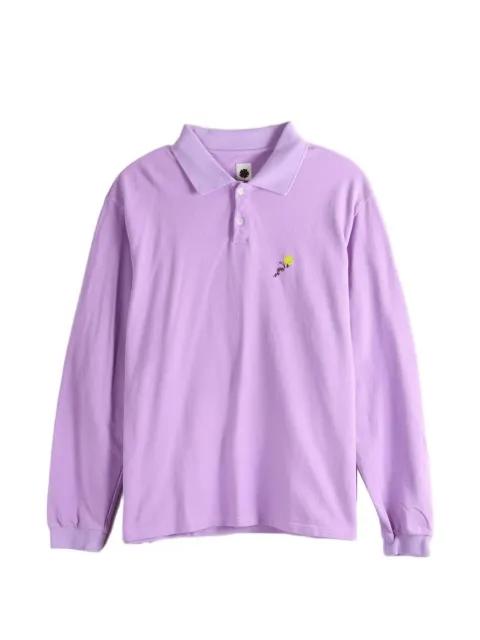 Pique embroidered long-sleeve polo shirt by VOWELS