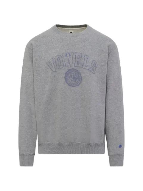 faded collegiate-print sweater by VOWELS