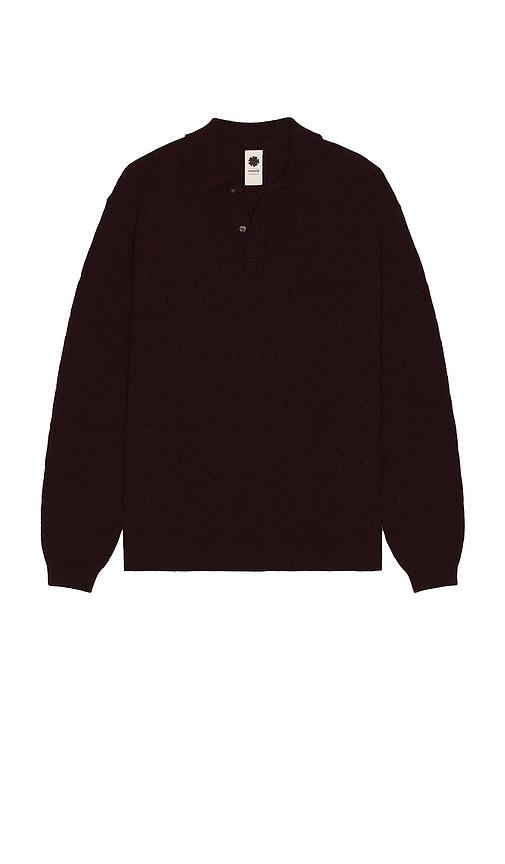 vowels Eyelet Polo in Brown by VOWELS
