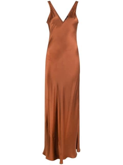 V-neck silk long dress by VOZ