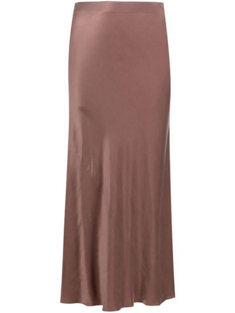 bias-cut satin midi skirt by VOZ