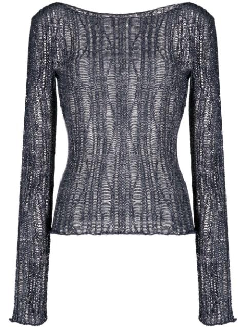 boat-neck open-knit sweater by VOZ