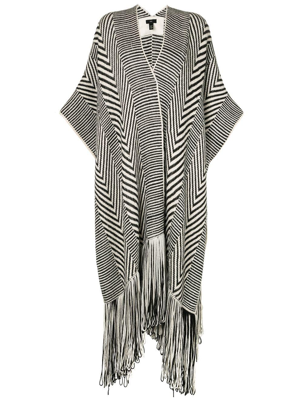 chevron fringed knitted duster by VOZ